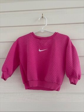 Nike Baby Girl Sweatshirt 18 Months Pink Quilted Pullover Athleisure Cozy